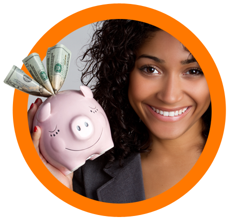 Woman with Piggy Bank